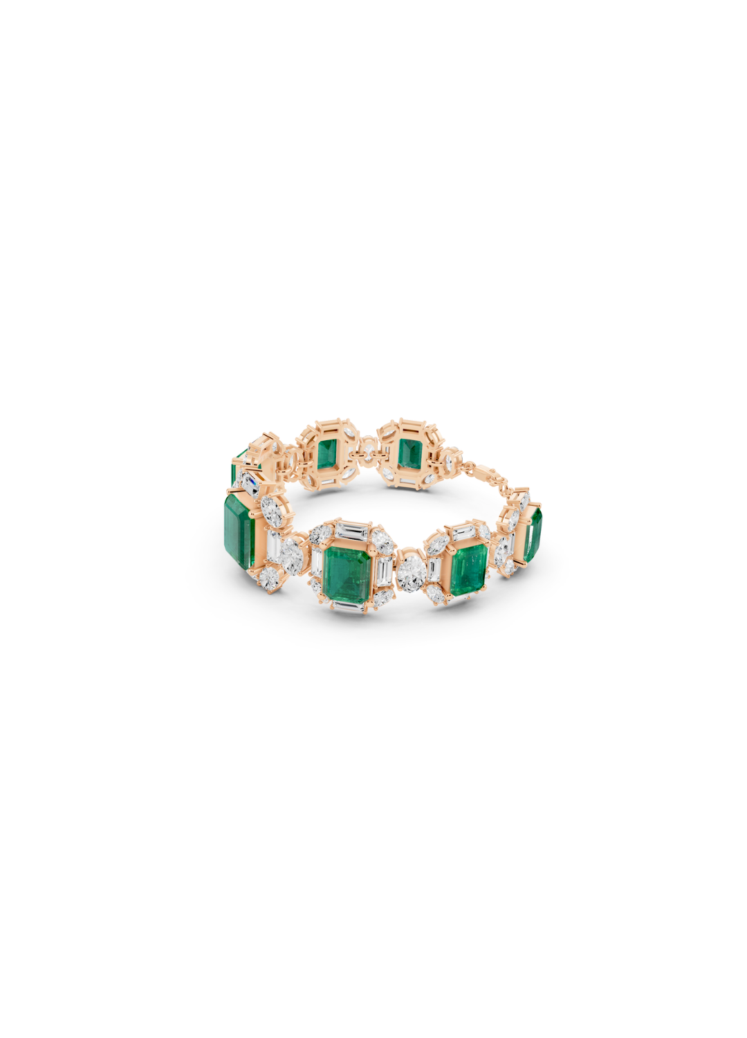 Emerald and Mixed-Cut Diamond Statement Bracelet