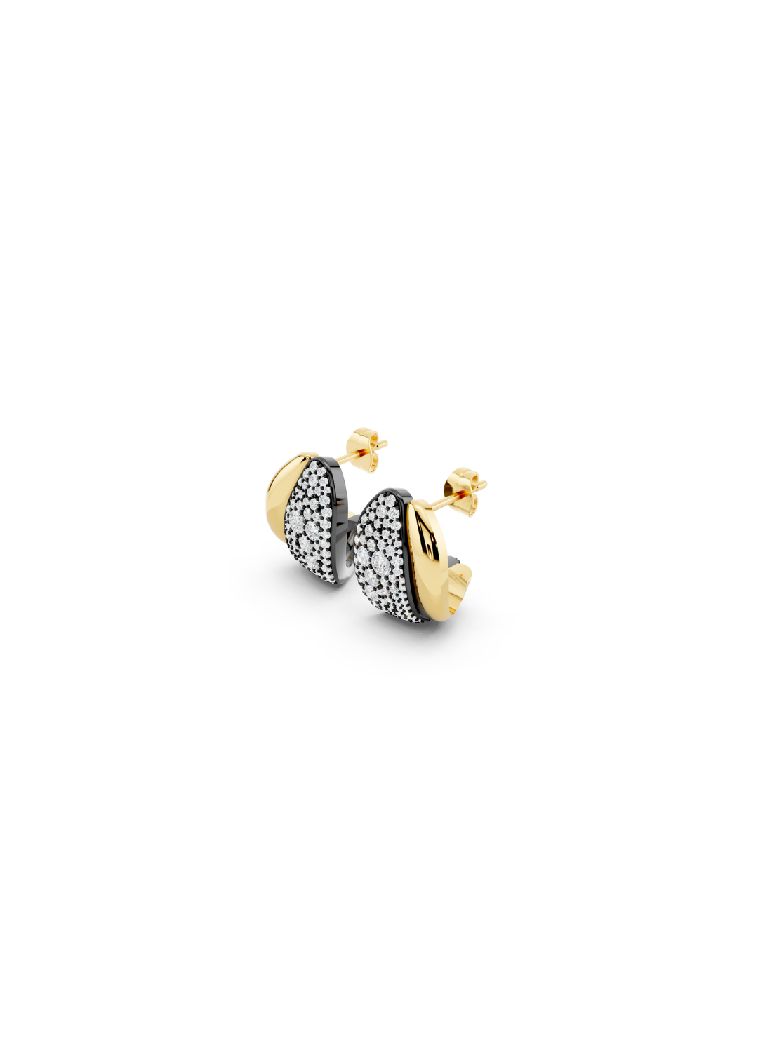 Pavé & Plain Domed Hoop Earring