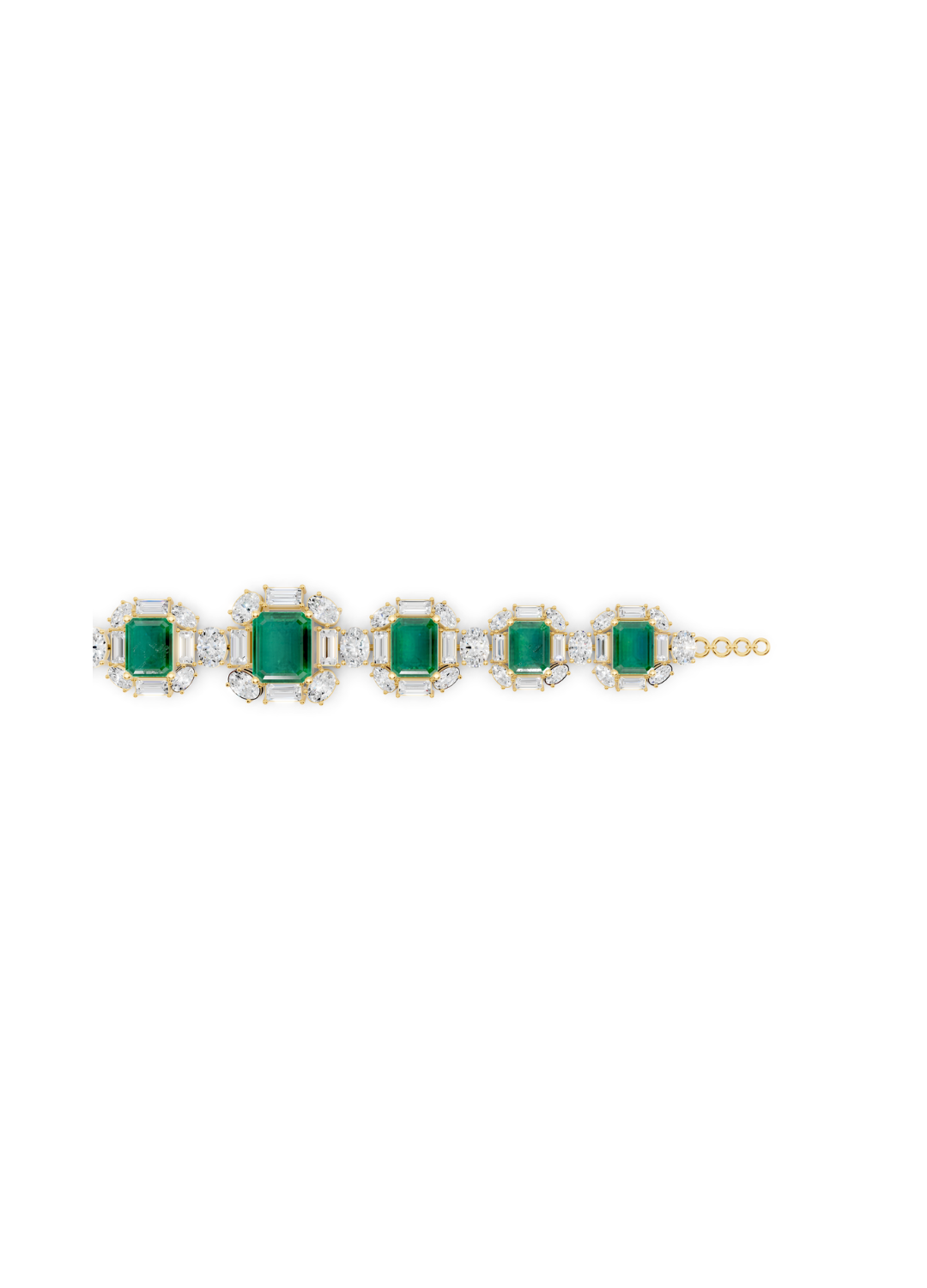 Emerald and Mixed-Cut Diamond Statement Bracelet