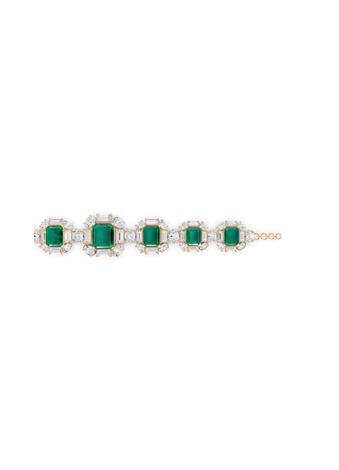 Emerald and Mixed-Cut Diamond Statement Bracelet