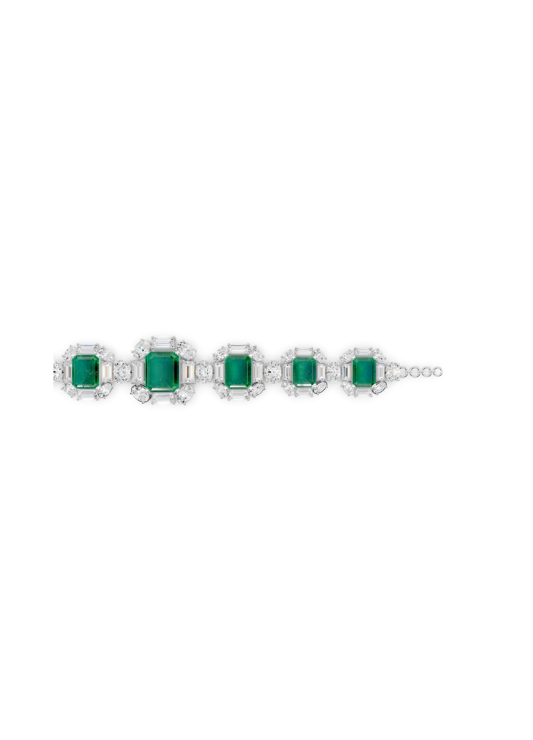 Emerald and Mixed-Cut Diamond Statement Bracelet