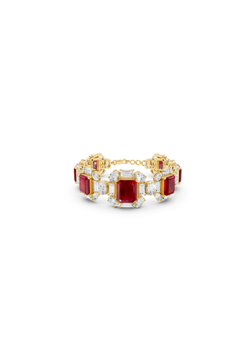 Ruby and Mixed-Cut Diamond Statement Bracelet