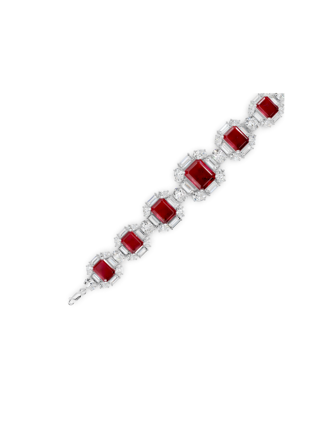 Ruby and Mixed-Cut Diamond Statement Bracelet