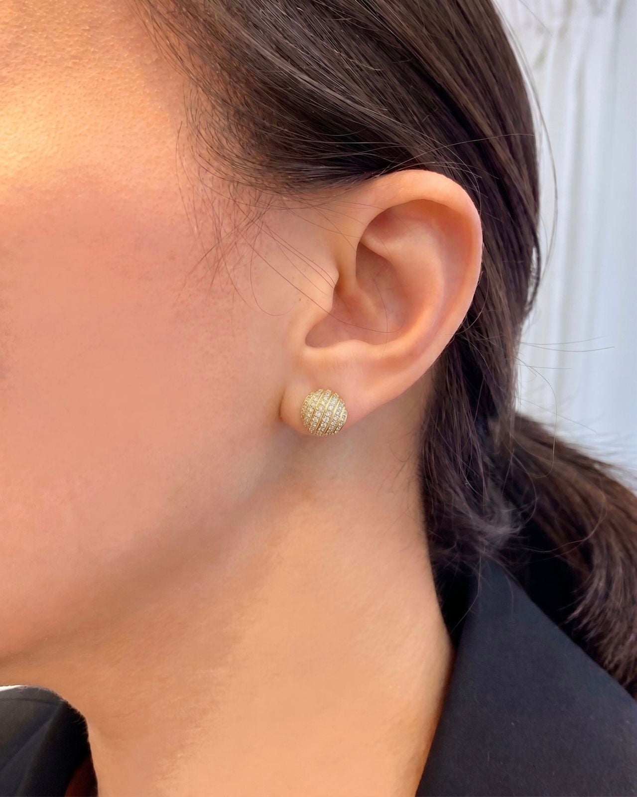 Diamond Dome Stud Earrings