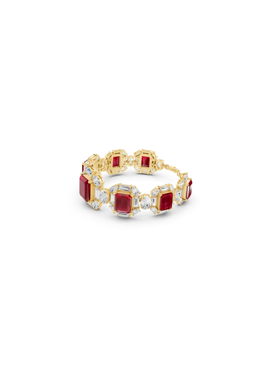 Ruby and Mixed-Cut Diamond Statement Bracelet