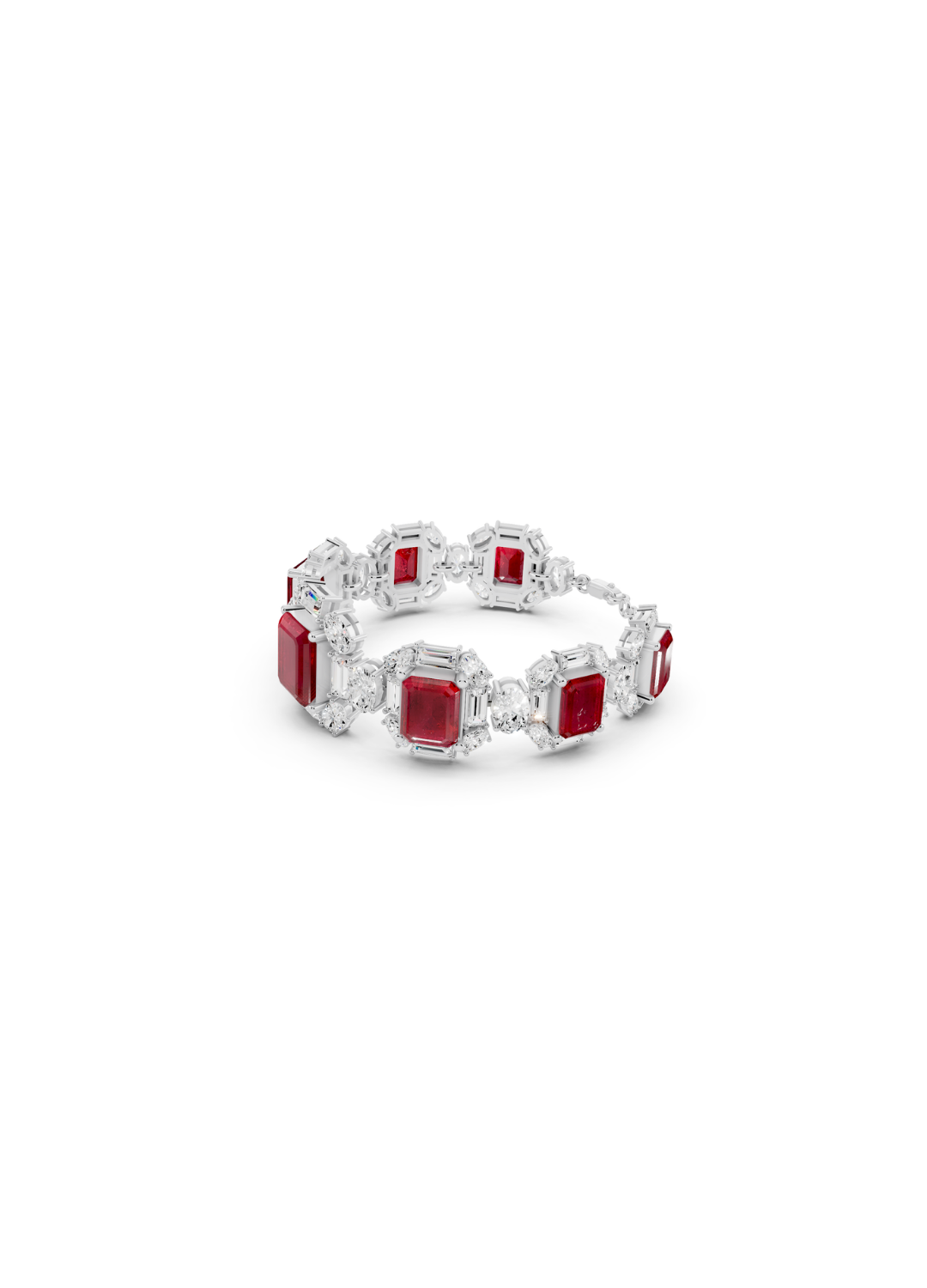 Ruby and Mixed-Cut Diamond Statement Bracelet