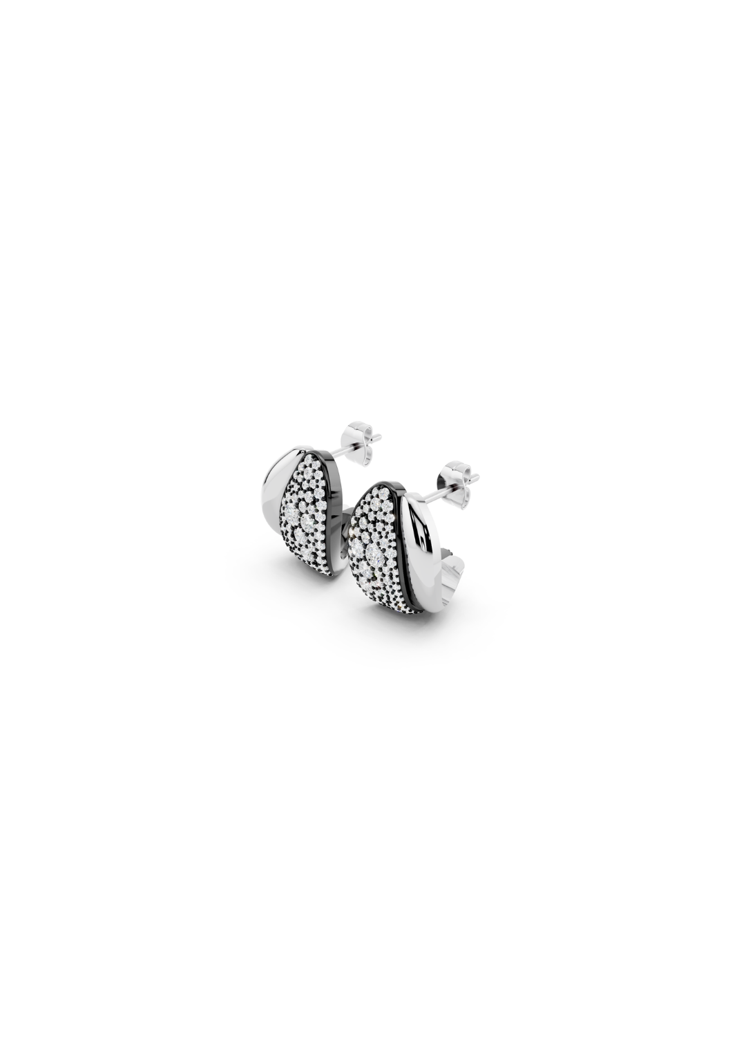 Pavé & Plain Domed Hoop Earring