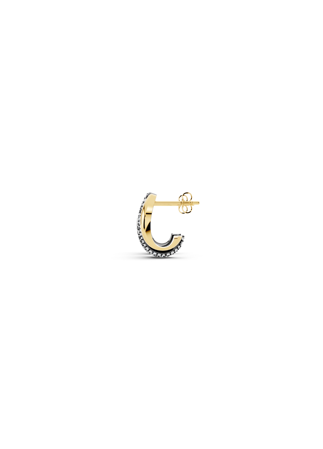 Pavé & Plain Domed Hoop Earring