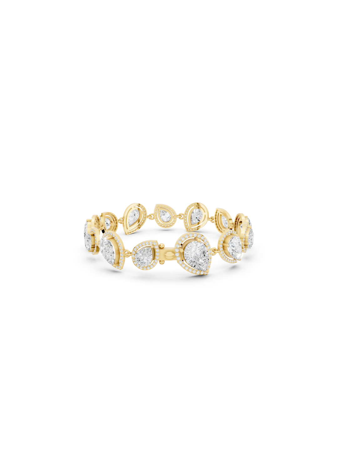 Pear-Cut Diamond Halo Link Bracelet