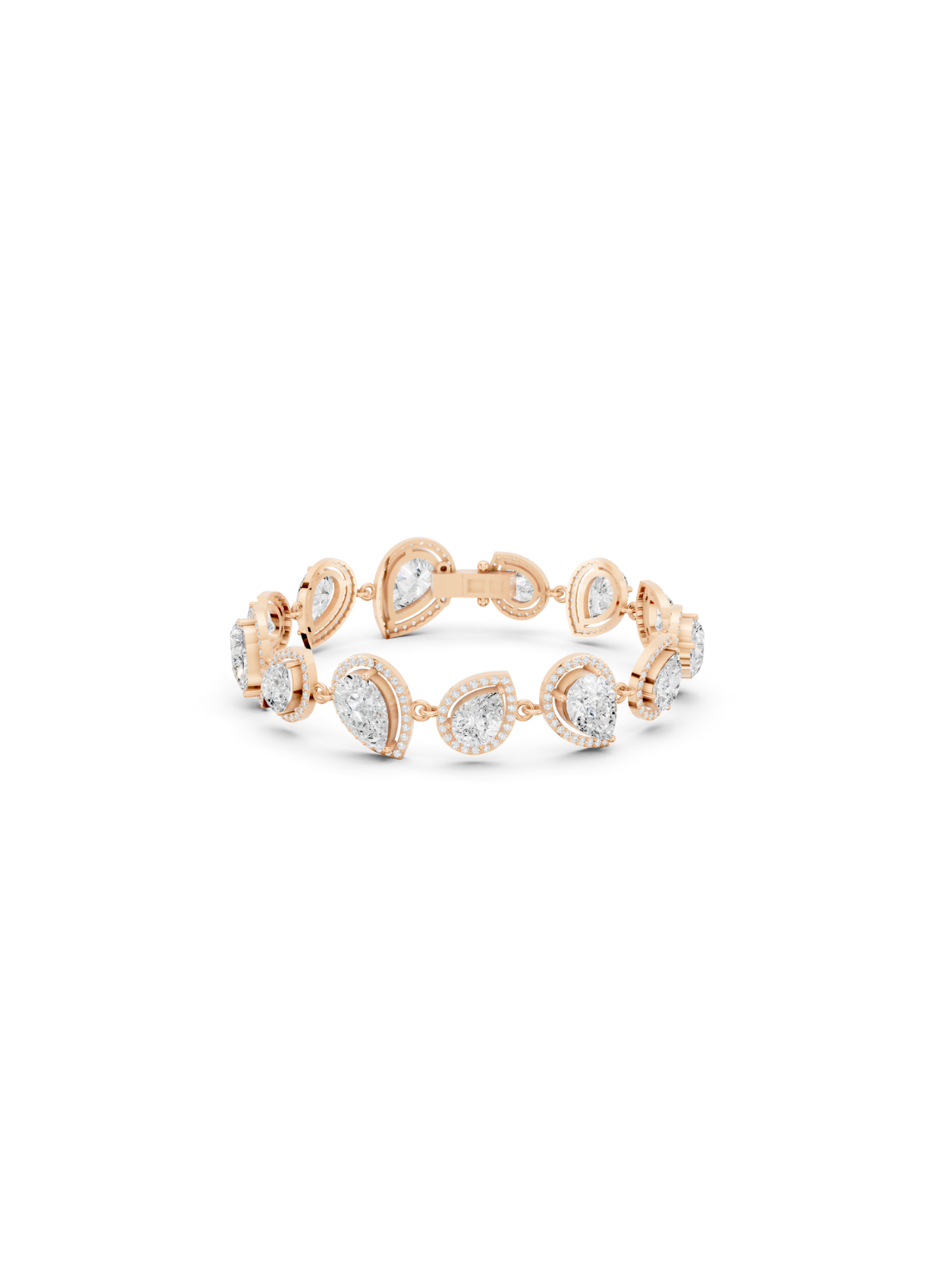 Pear-Cut Diamond Halo Link Bracelet