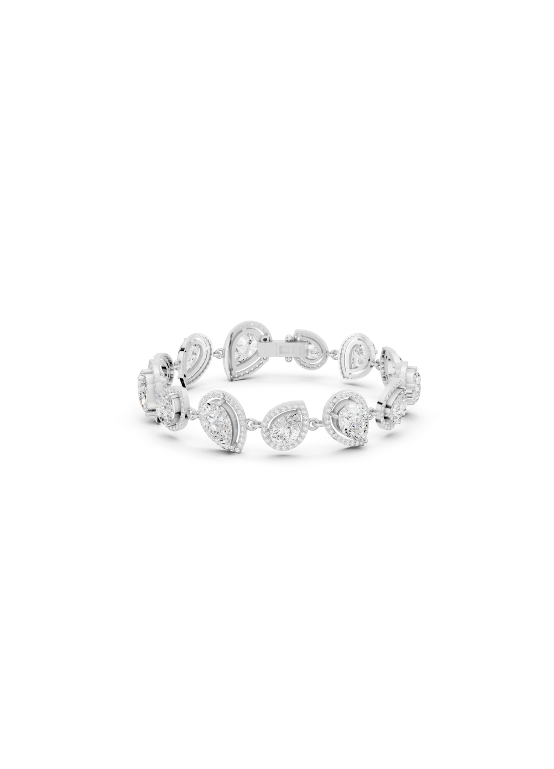 Pear-Cut Diamond Halo Link Bracelet
