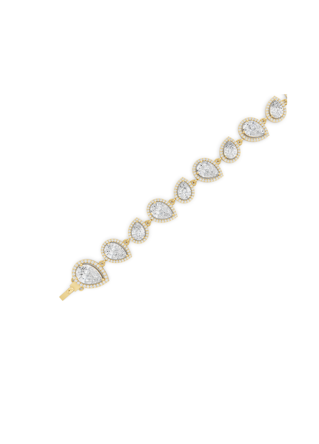 Pear-Cut Diamond Halo Link Bracelet