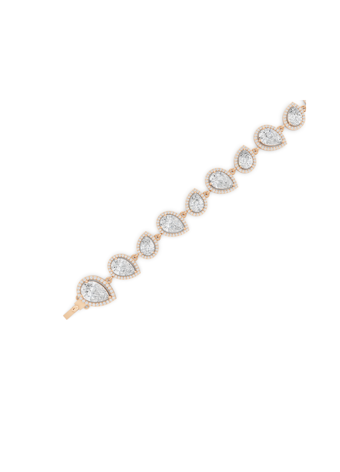 Pear-Cut Diamond Halo Link Bracelet