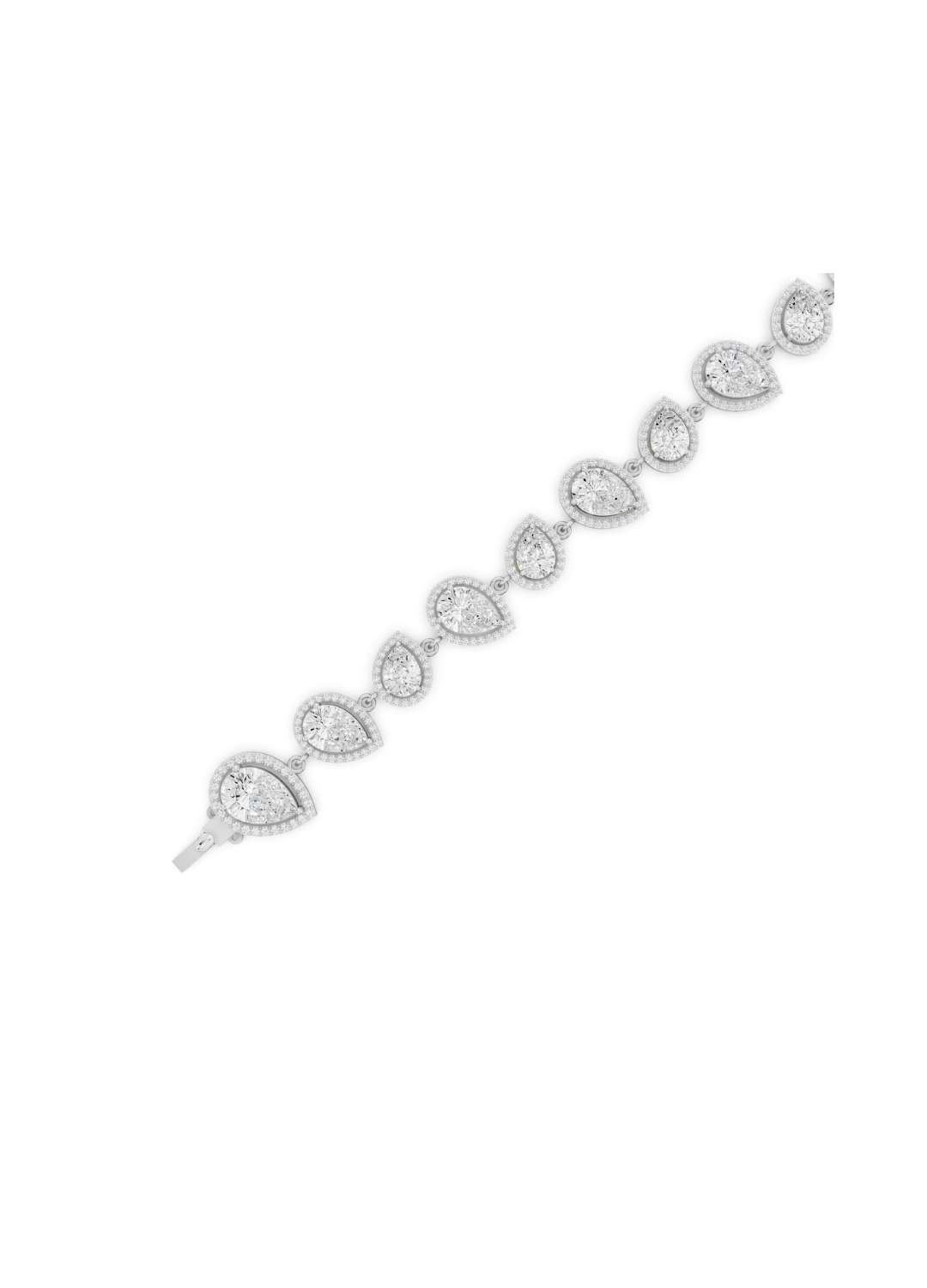 Pear-Cut Diamond Halo Link Bracelet