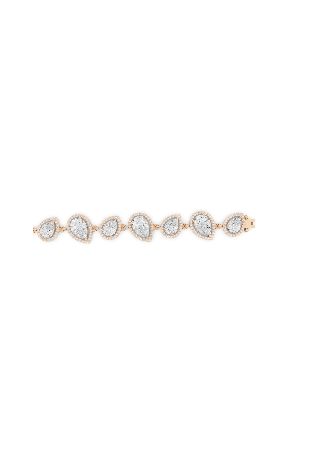 Pear-Cut Diamond Halo Link Bracelet