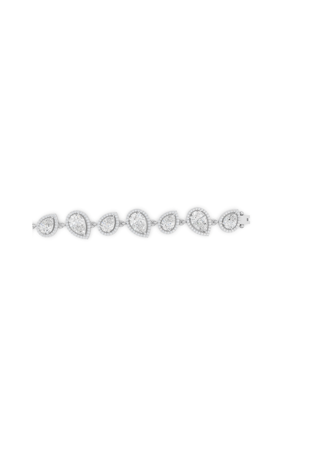 Pear-Cut Diamond Halo Link Bracelet