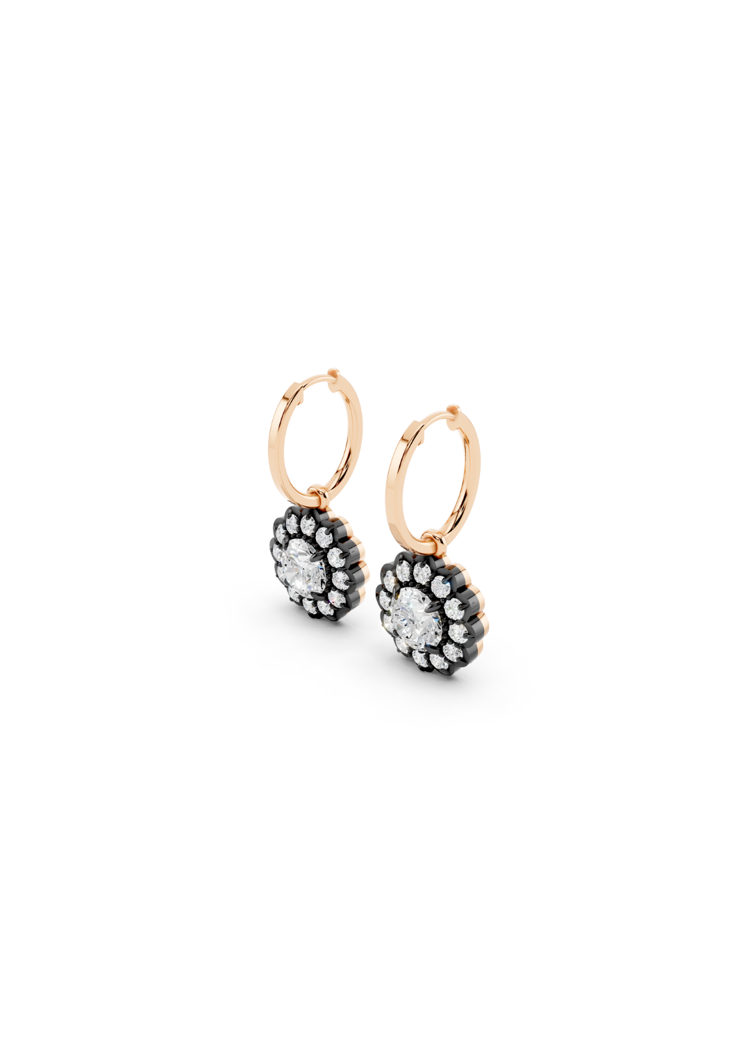 Round Diamond Cluster Drop Earrings