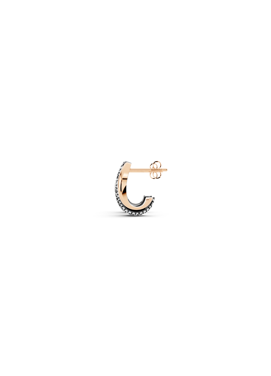 Pavé & Plain Domed Hoop Earring