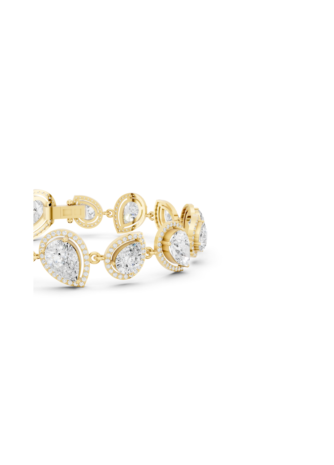 Pear-Cut Diamond Halo Link Bracelet