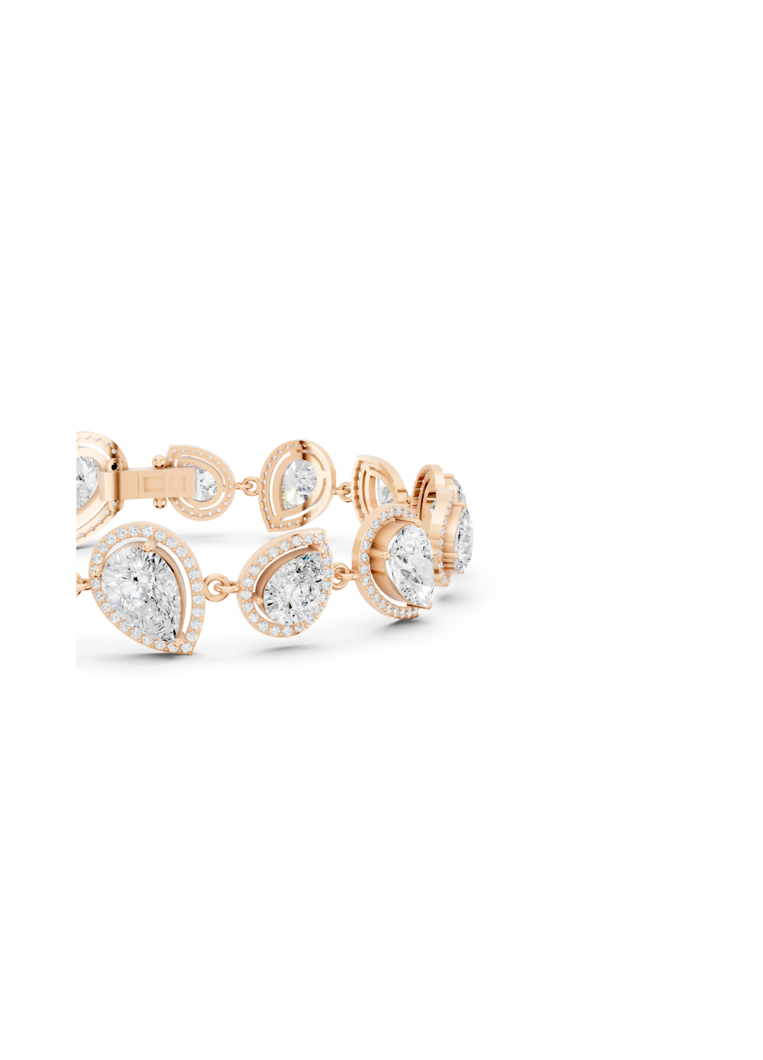 Pear-Cut Diamond Halo Link Bracelet