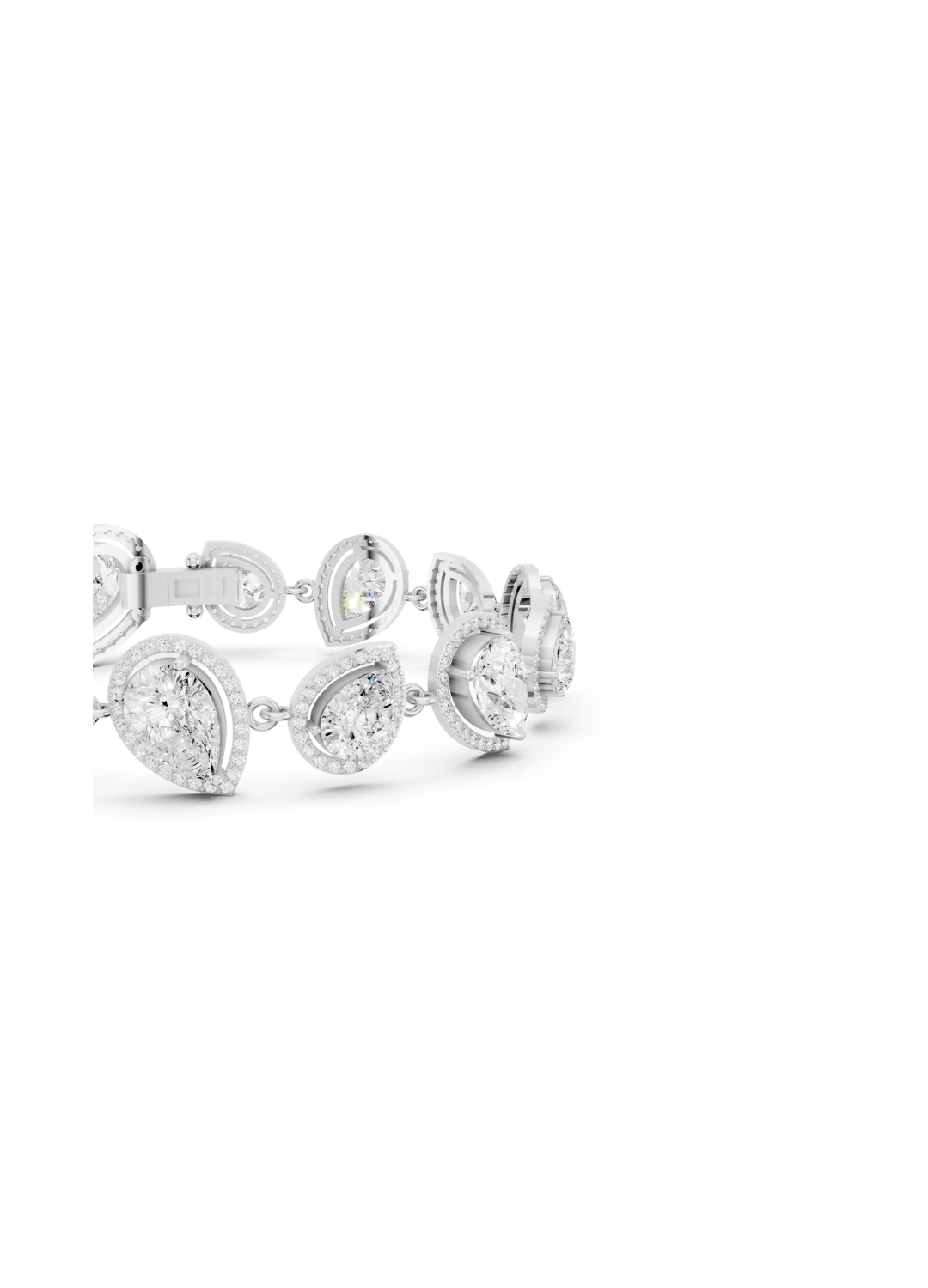 Pear-Cut Diamond Halo Link Bracelet