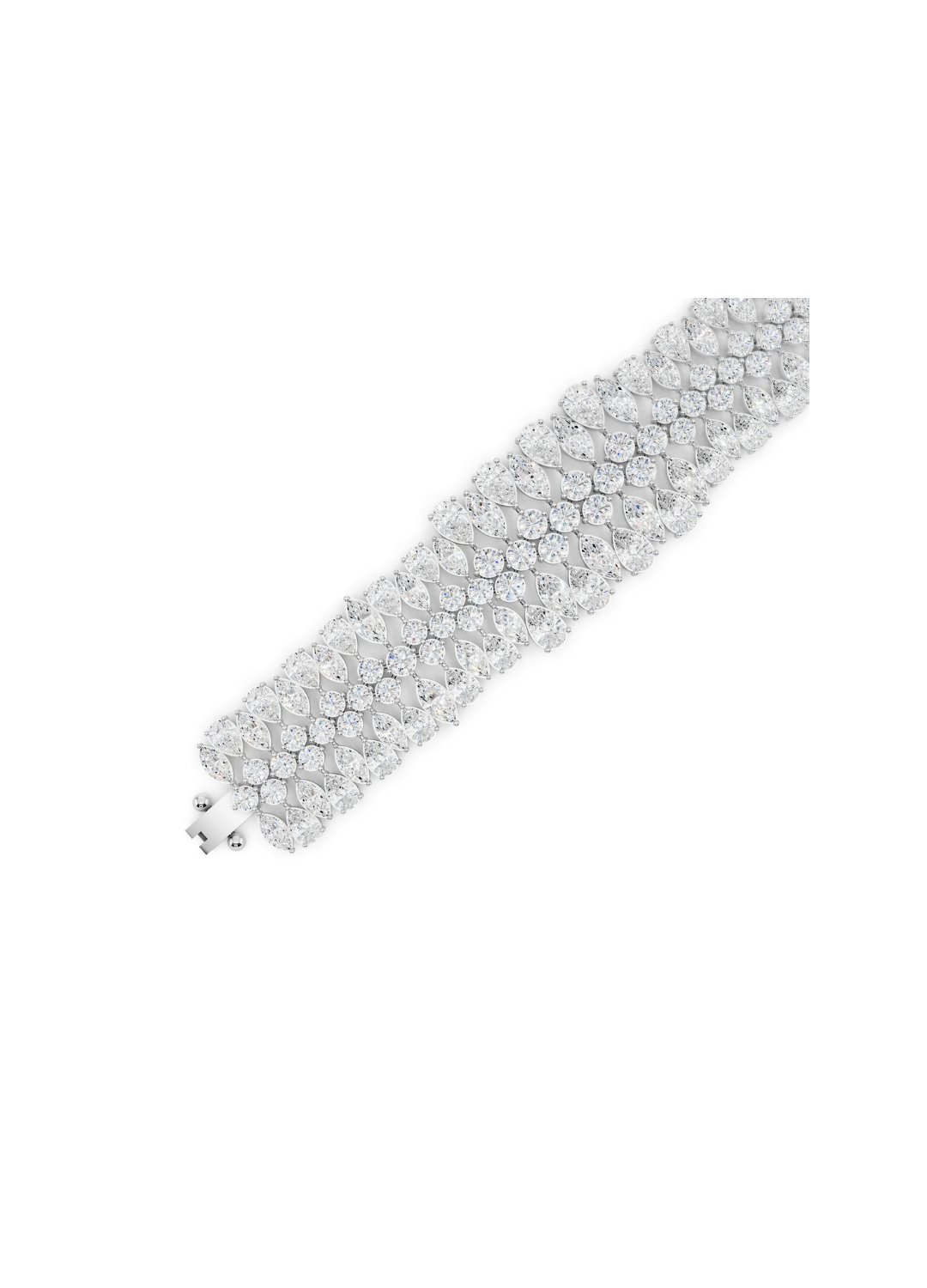 Multi-Row Pear-Cut Diamond Statement Bracelet