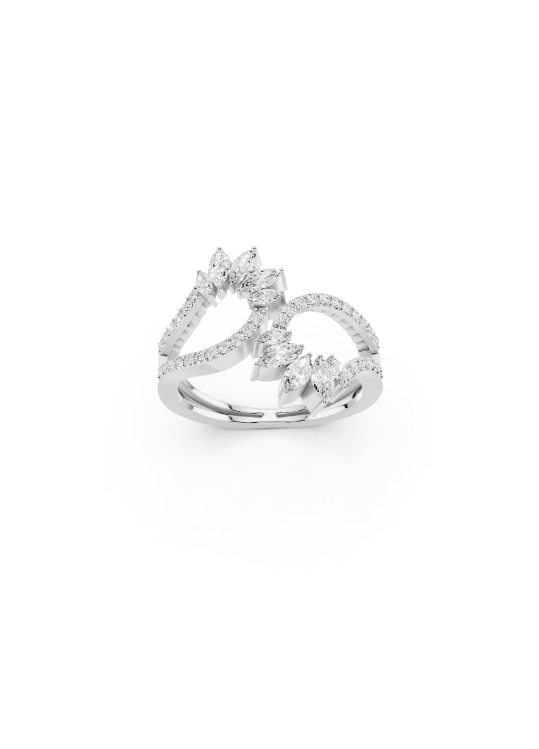 Marquise Diamond Cluster Open Ring