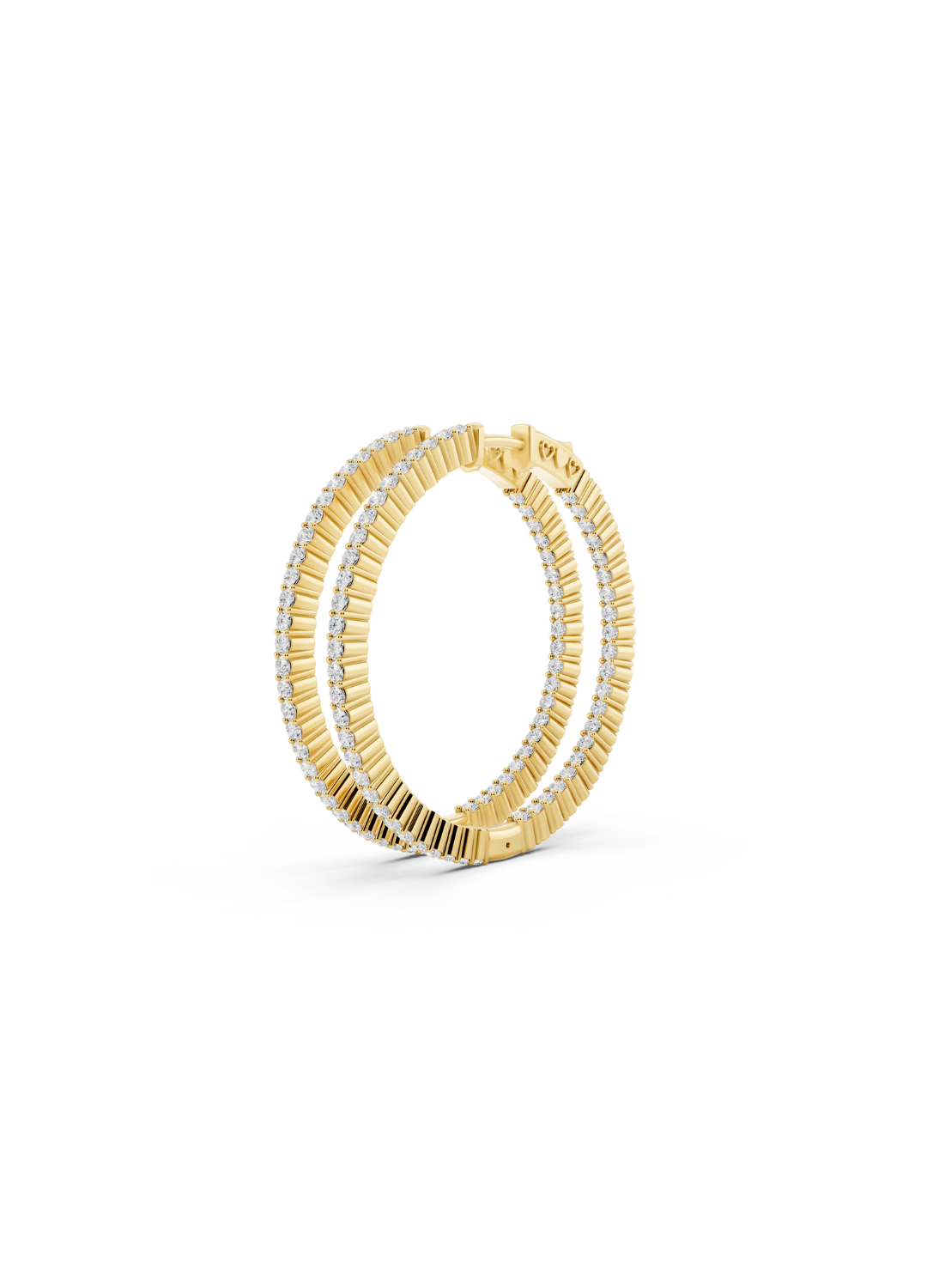 Textured Radiance Natural Diamond Hoop Earrings