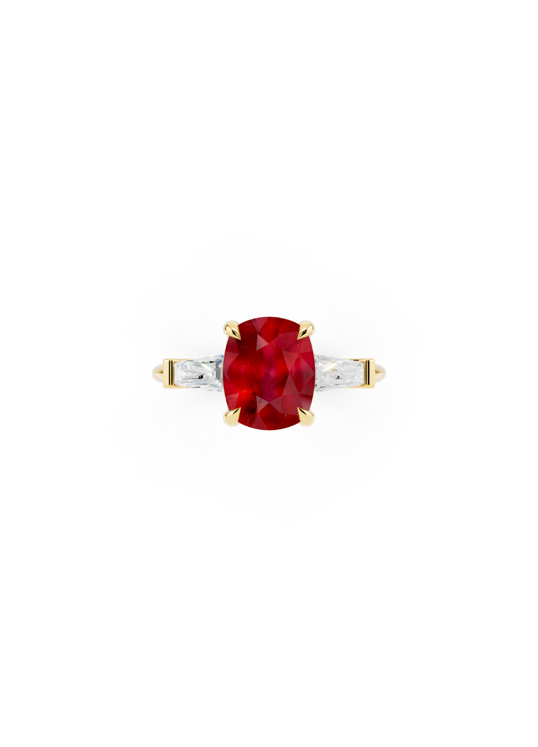 The Verdant Regent Ruby and Baguette Ring