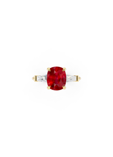The Verdant Regent Ruby and Baguette Ring