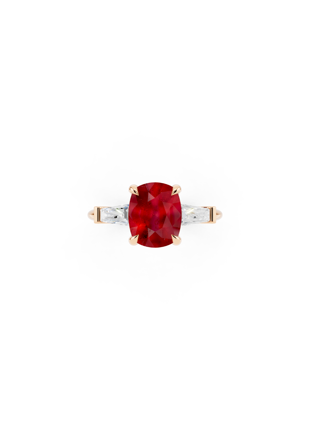 The Verdant Regent Ruby and Baguette Ring