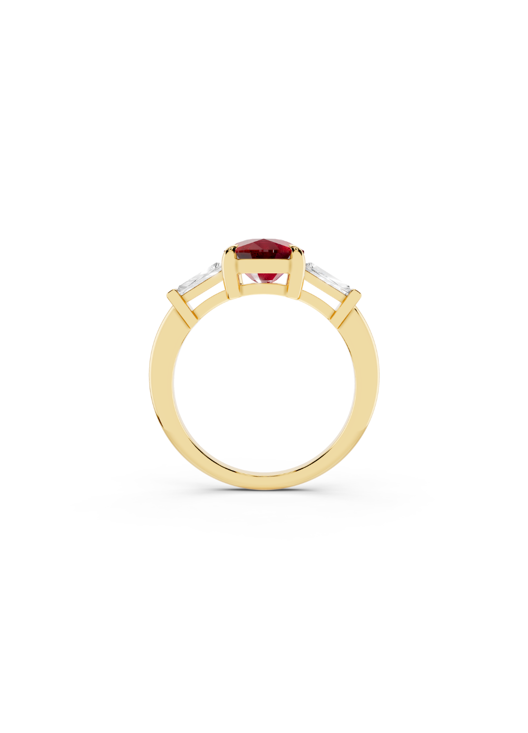 The Verdant Regent Ruby and Baguette Ring