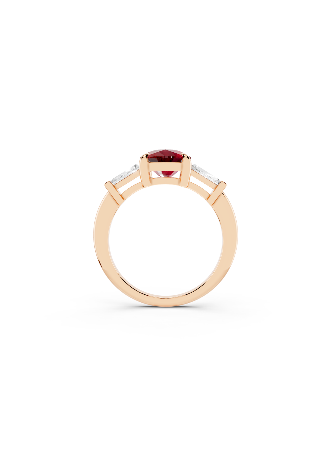 The Verdant Regent Ruby and Baguette Ring