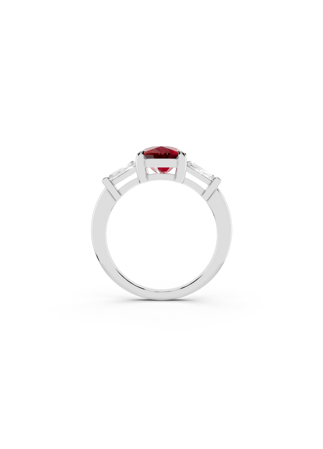 The Verdant Regent Ruby and Baguette Ring