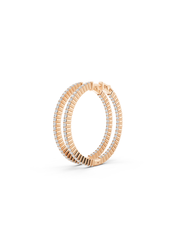 Textured Radiance Natural Diamond Hoop Earrings