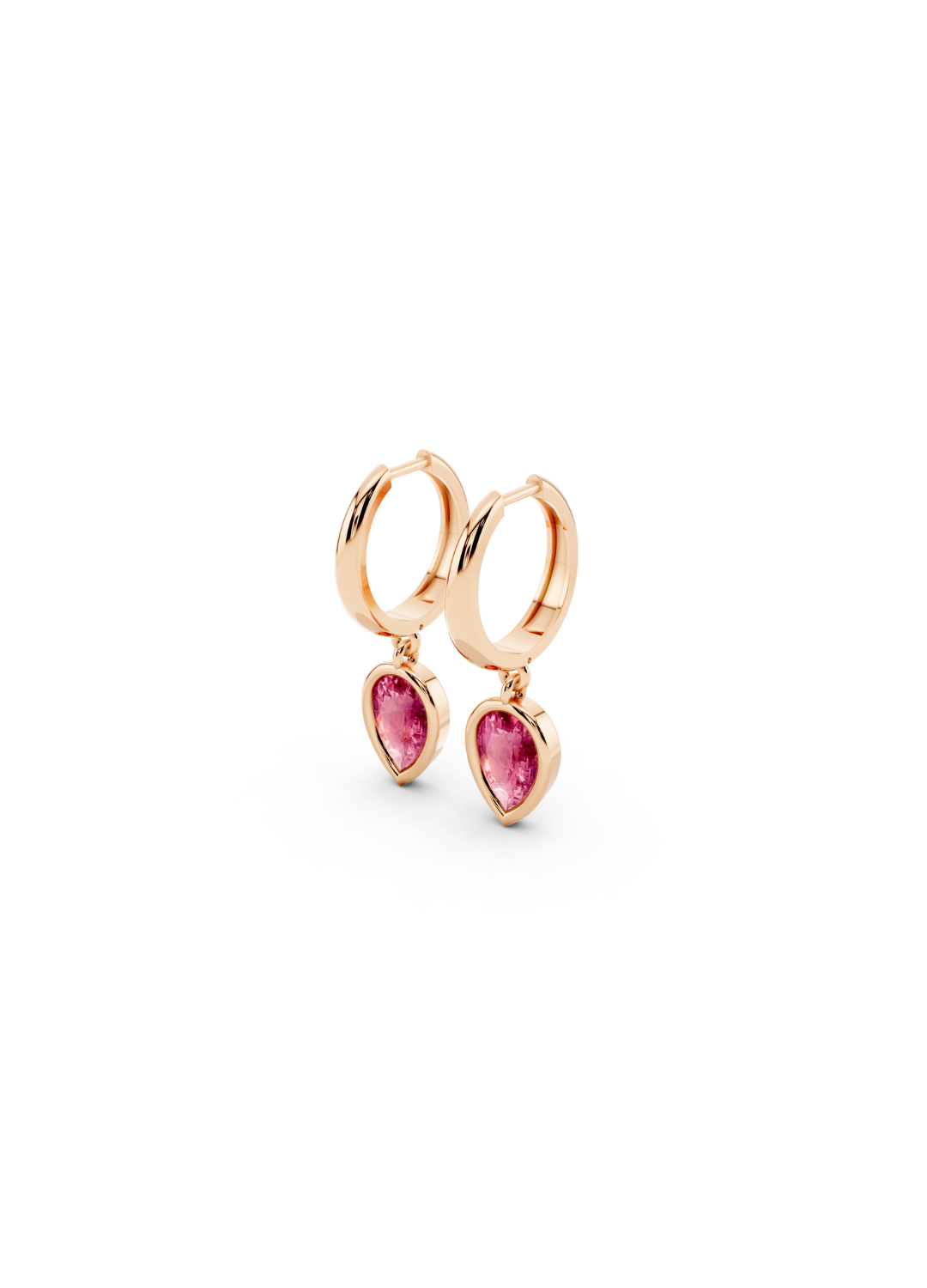Pink Sapphire Drop Huggies