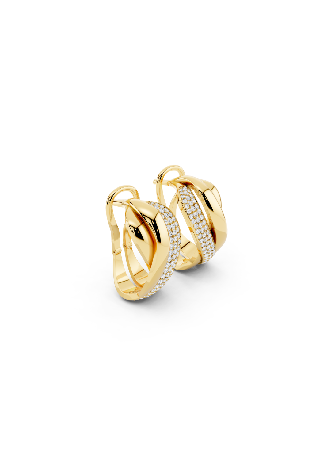 Two-Tone Crossover Diamond Earrings