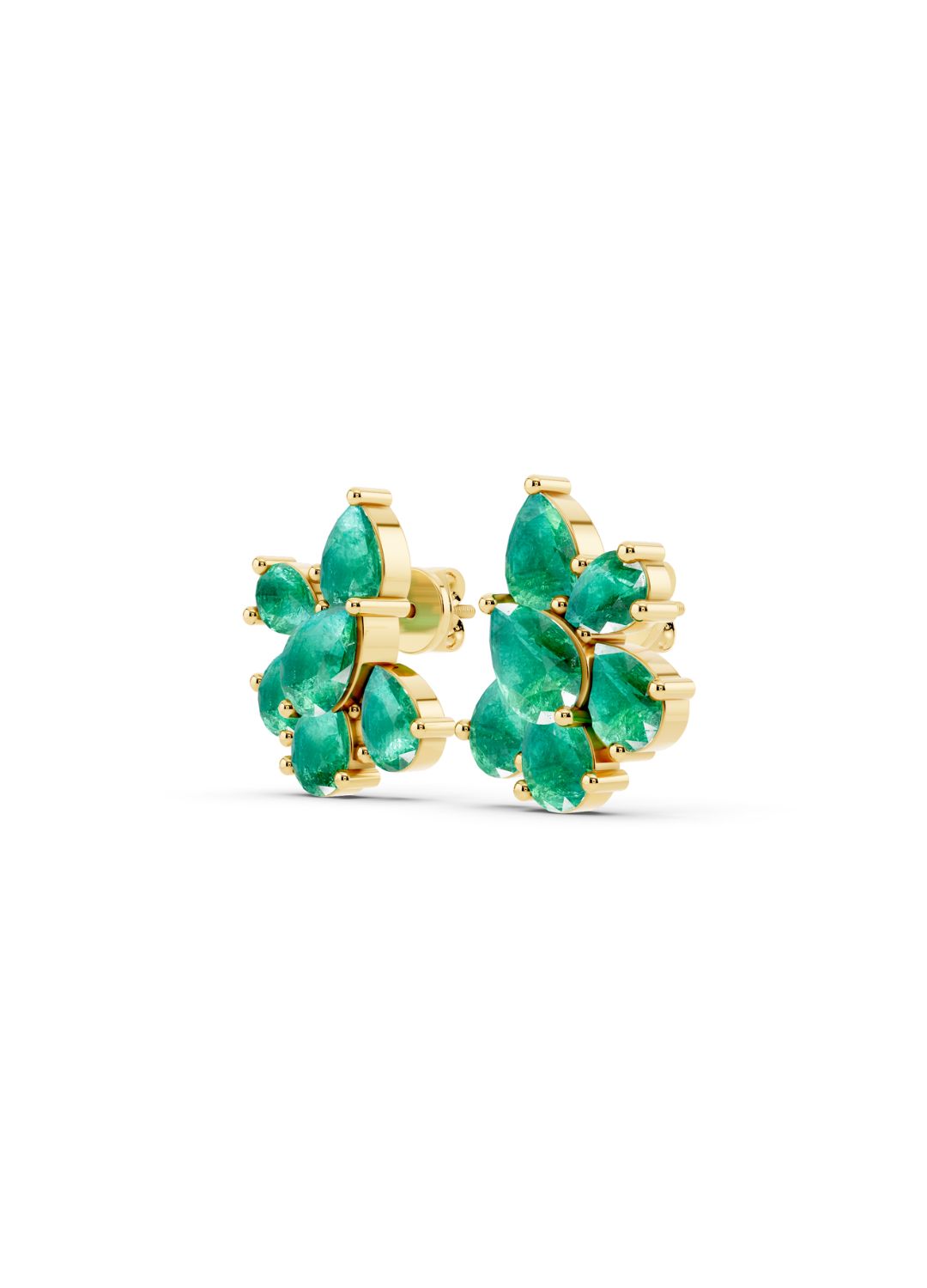 Emerald Floral Stud Earrings