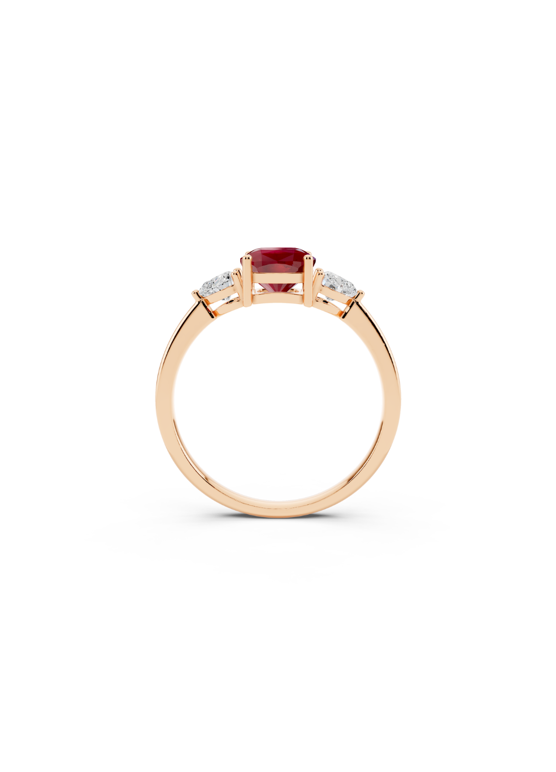 Three-Stone Cushion Ruby Ring