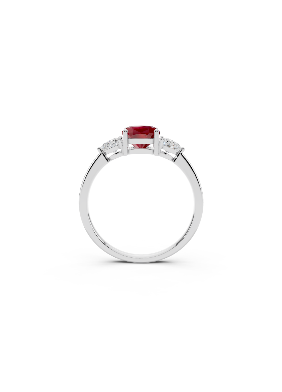 Three-Stone Cushion Ruby Ring