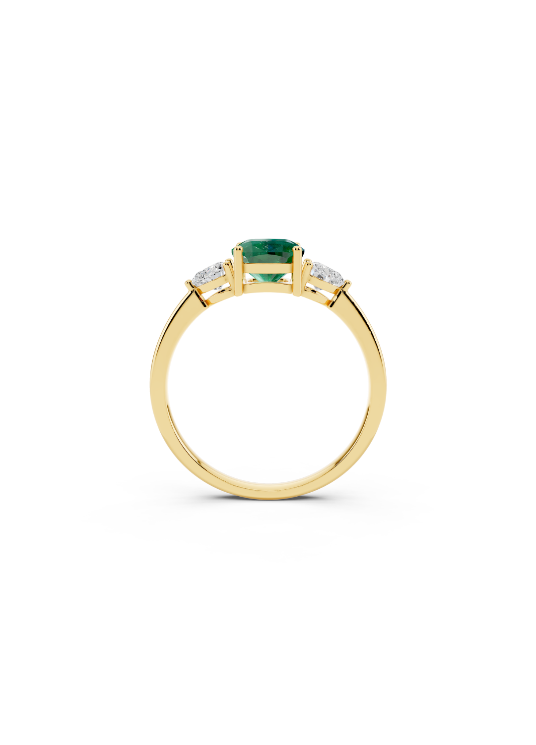 Three-Stone Cushion Emerald Ring