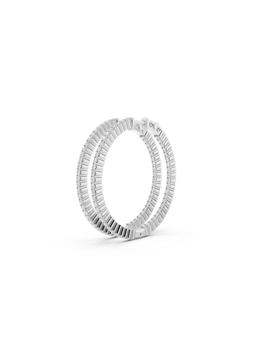 Textured Radiance Natural Diamond Hoop Earrings