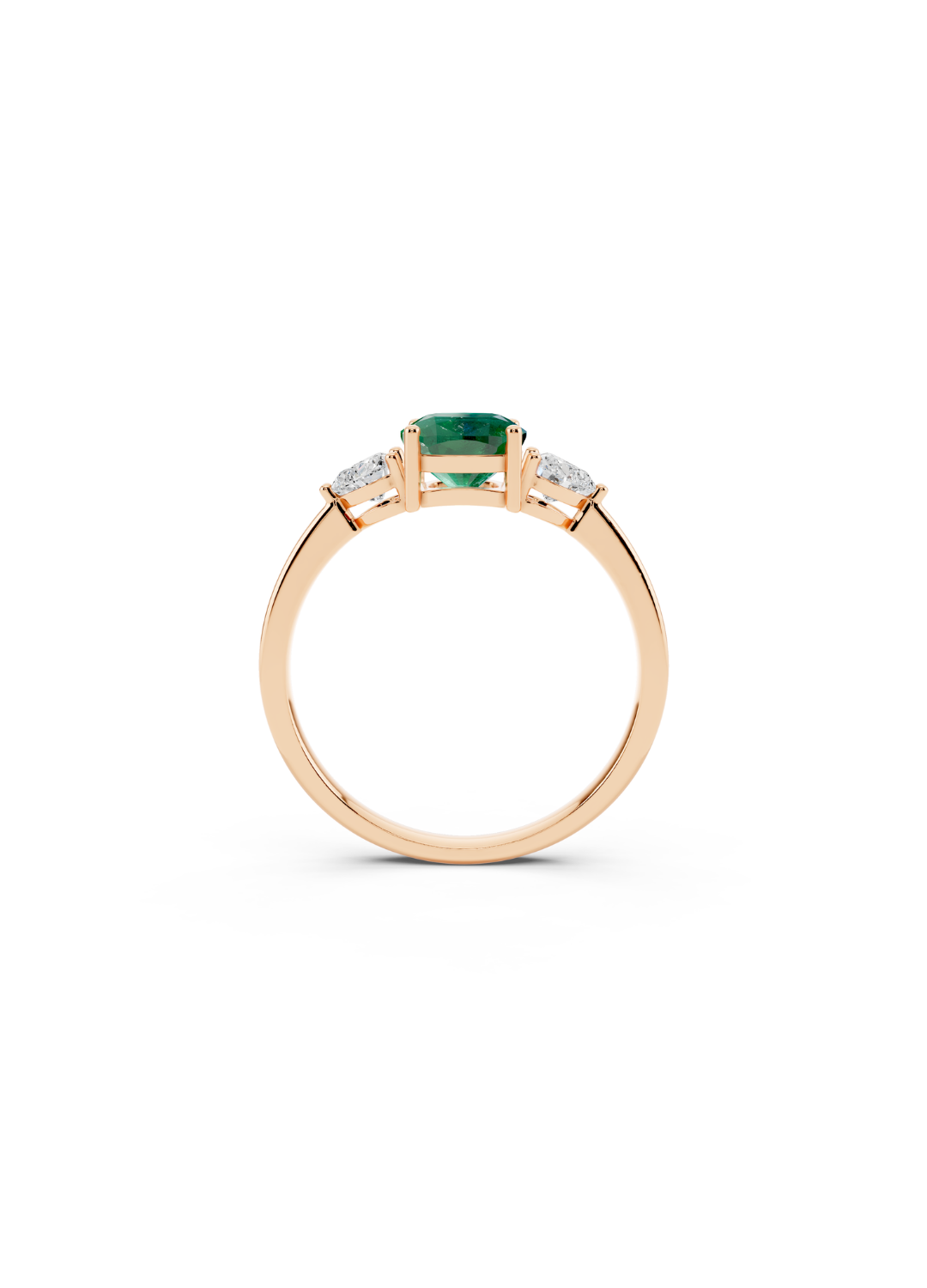 Three-Stone Cushion Emerald Ring