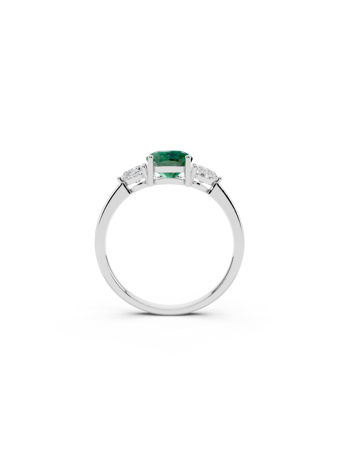 Three-Stone Cushion Emerald Ring