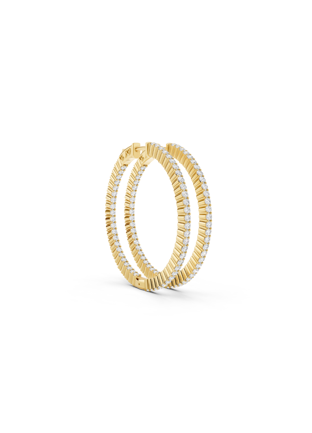Textured Radiance Natural Diamond Hoop Earrings
