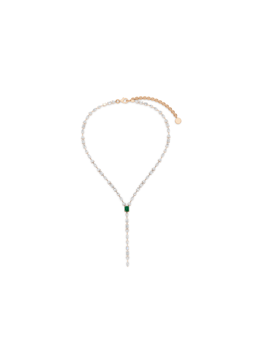 Emerald & Diamond Lariat Necklace