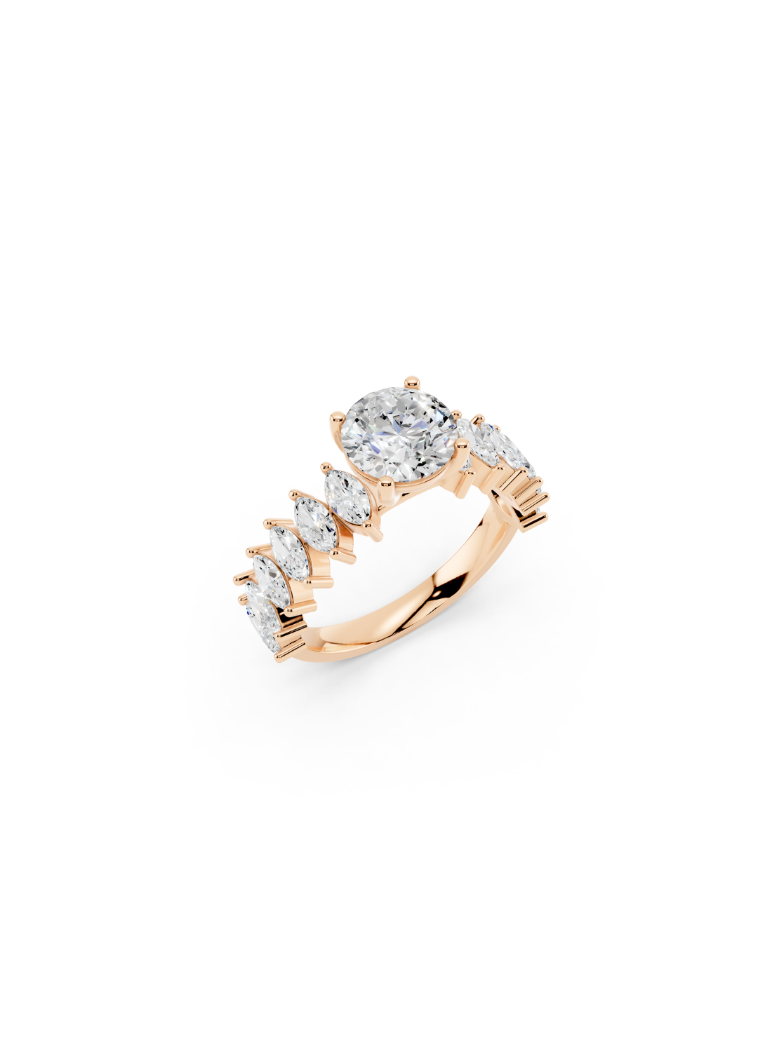 Graduated Marquise and Round Diamond Ring