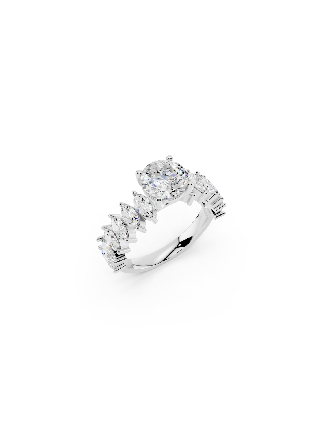 Graduated Marquise and Round Diamond Ring