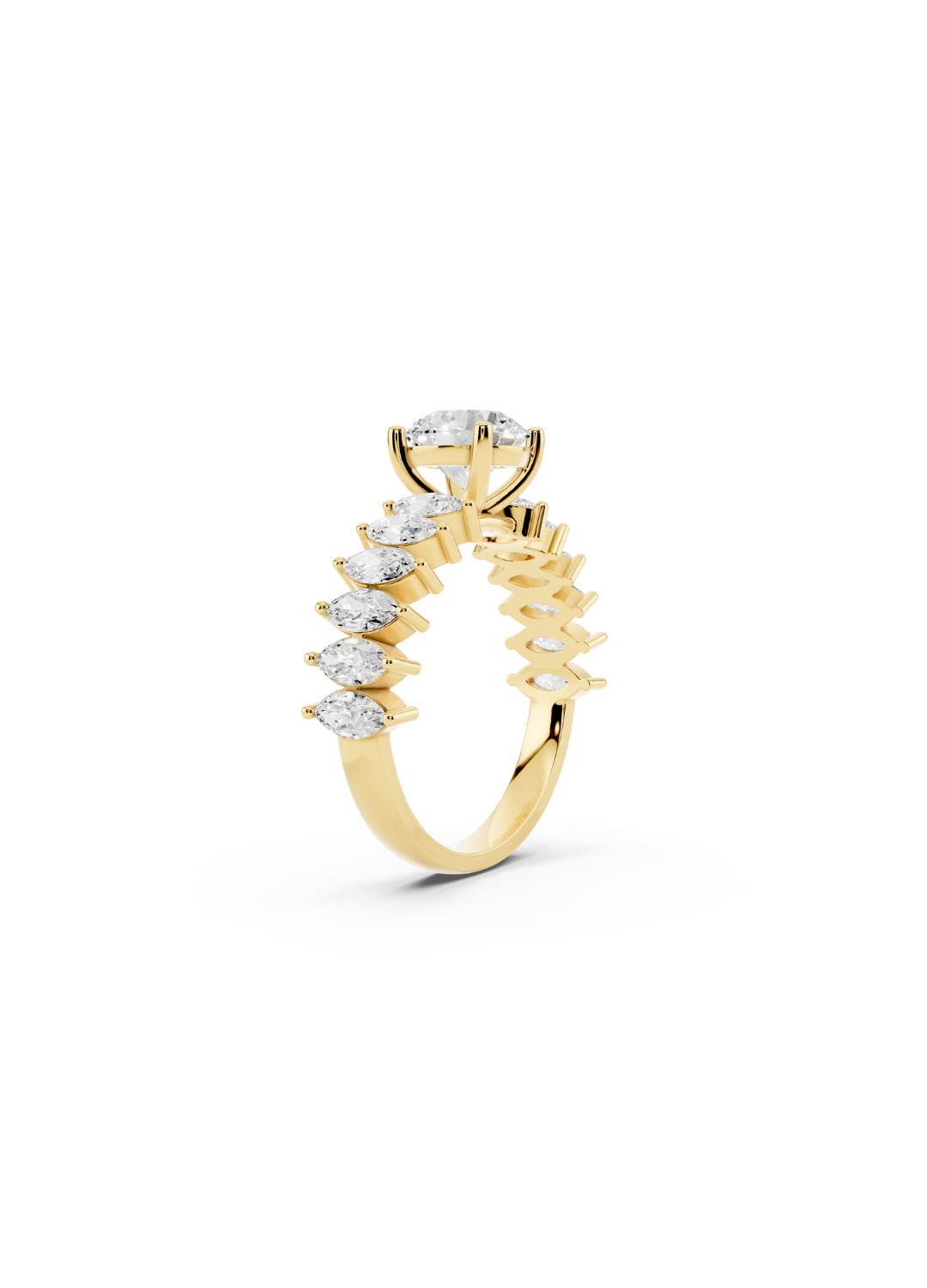 Graduated Marquise and Round Diamond Ring