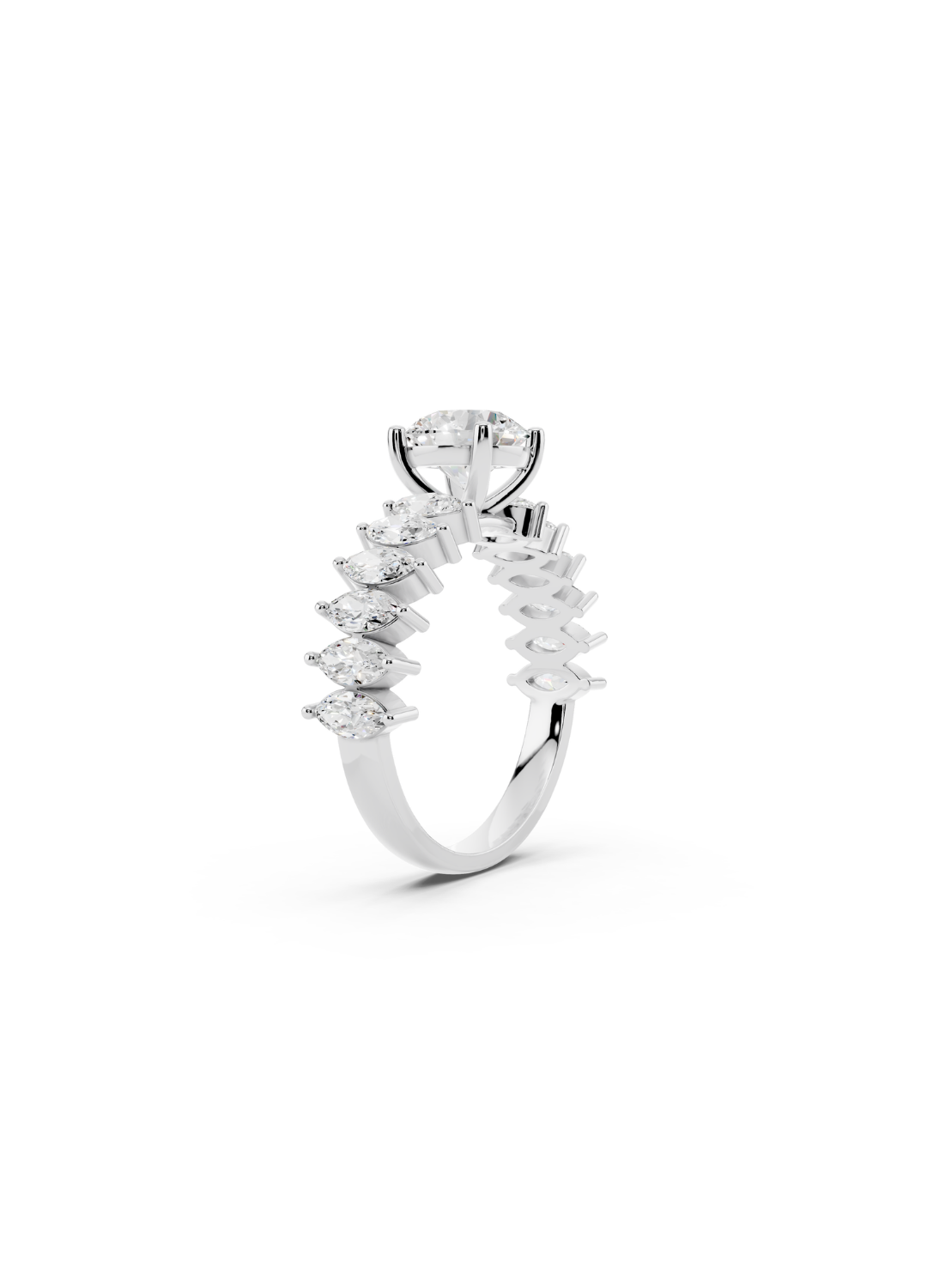 Graduated Marquise and Round Diamond Ring